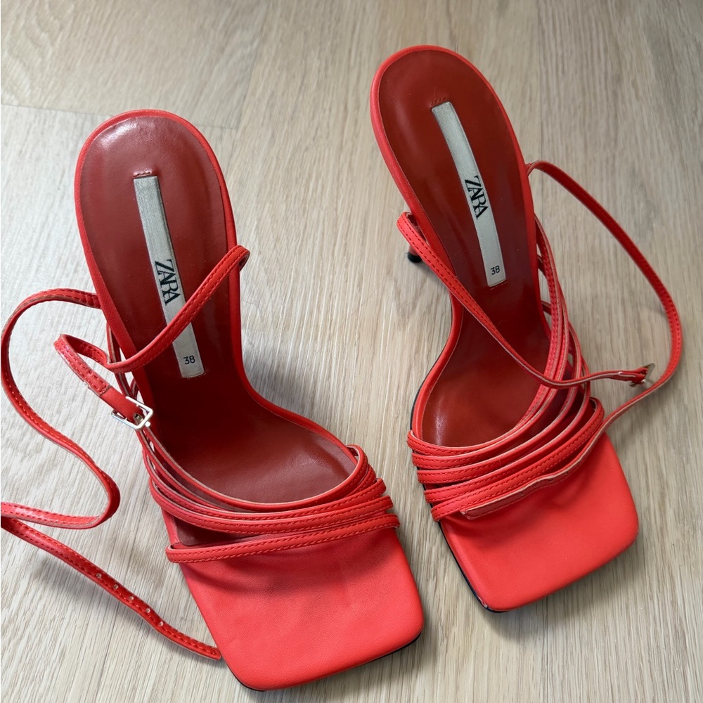 Zara Vibrant Red Strappy Heels